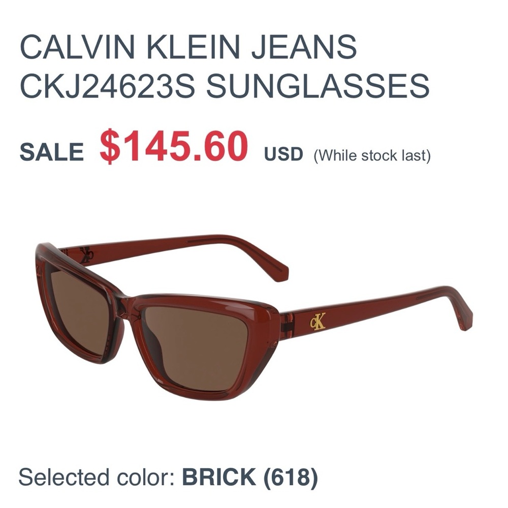 Calvin Klein Cat-Eye Sunglasses in Brown - Picture 1 of 6